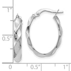 14K White Gold Twisted Oval Hoop Earrings with Polished Finish