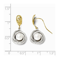 Leslie's 14k Two-tone Polished & Diamond-cut FW Cultured Pearl Dangle Ear