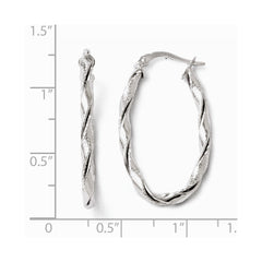 Leslie's 14k White Gold Polished and Textured Twisted Hoop Earrings