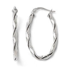 Leslie's 14k White Gold Polished and Textured Twisted Hoop Earrings