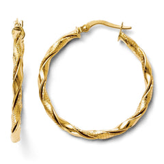 Leslie's 14k Polished and Textured Twisted Hoop Earrings