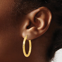 14K ForeverLite Polished and Textured Hoop Earrings