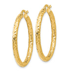 14K Gold Hollow Hoop Earrings with Polished and Textured Finish  Lightweight and Elegant