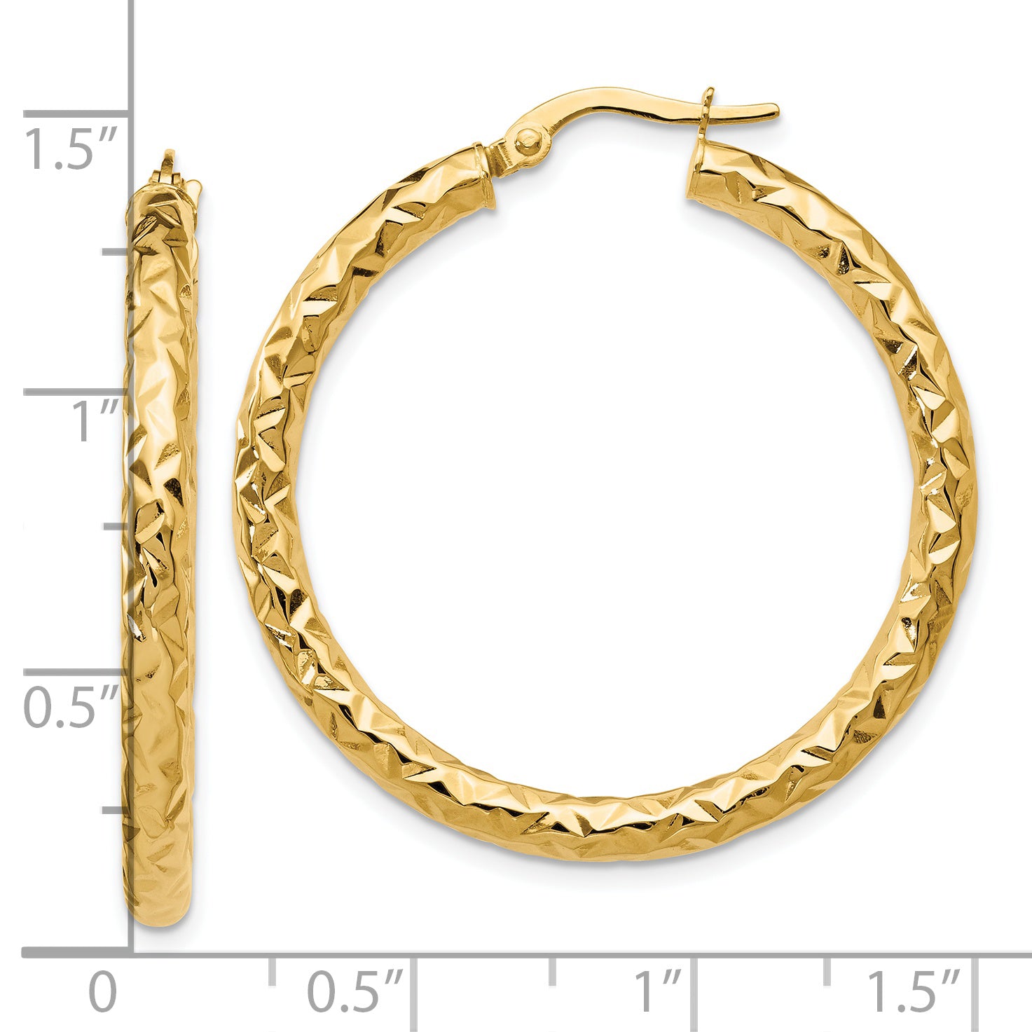 14K Gold Hollow Hoop Earrings with Polished and Textured Finish  Lightweight and Elegant