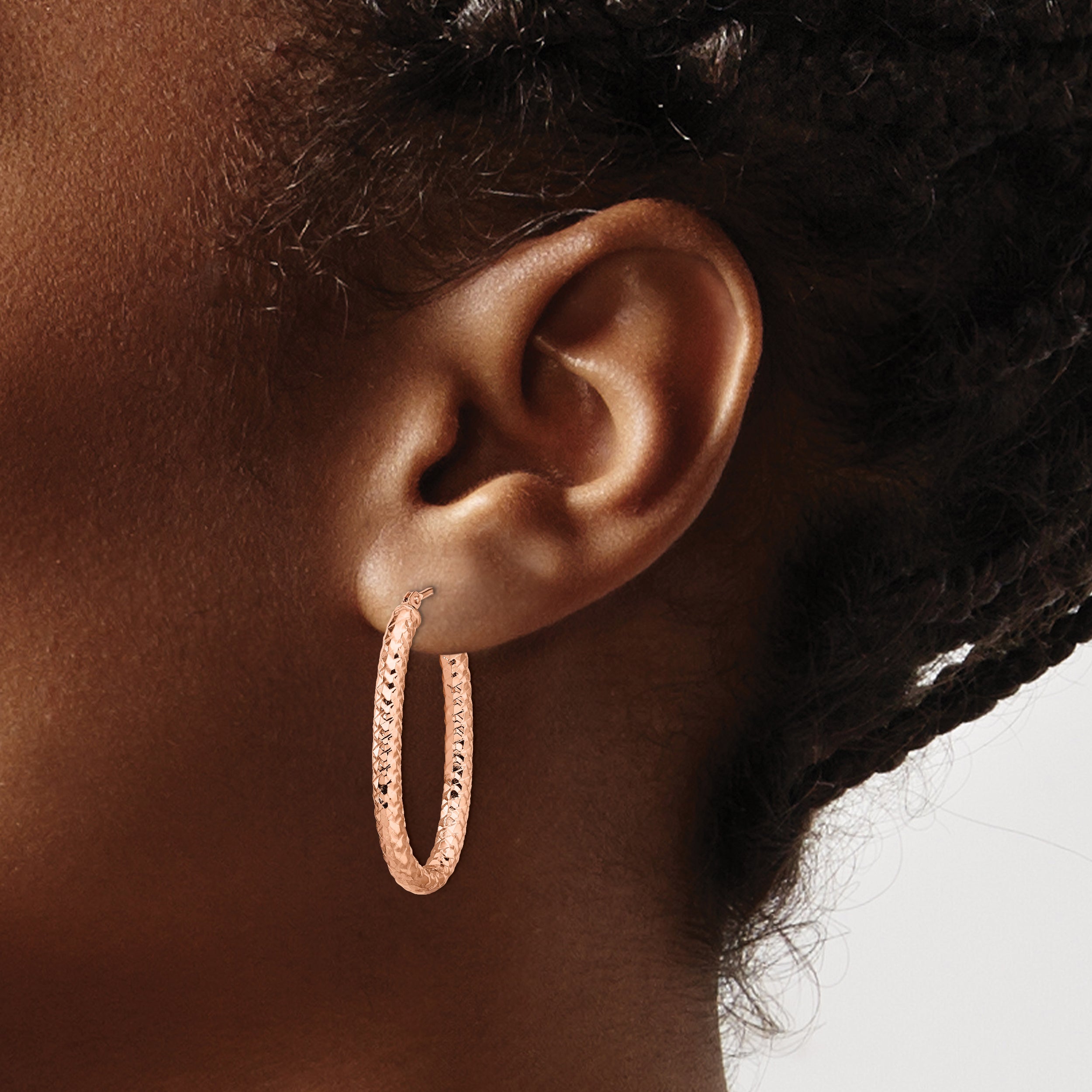 14K ForeverLite Rose Gold Polished and Textured Earrings