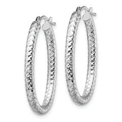 14K ForeverLite White Gold Polished and Textured Earrings