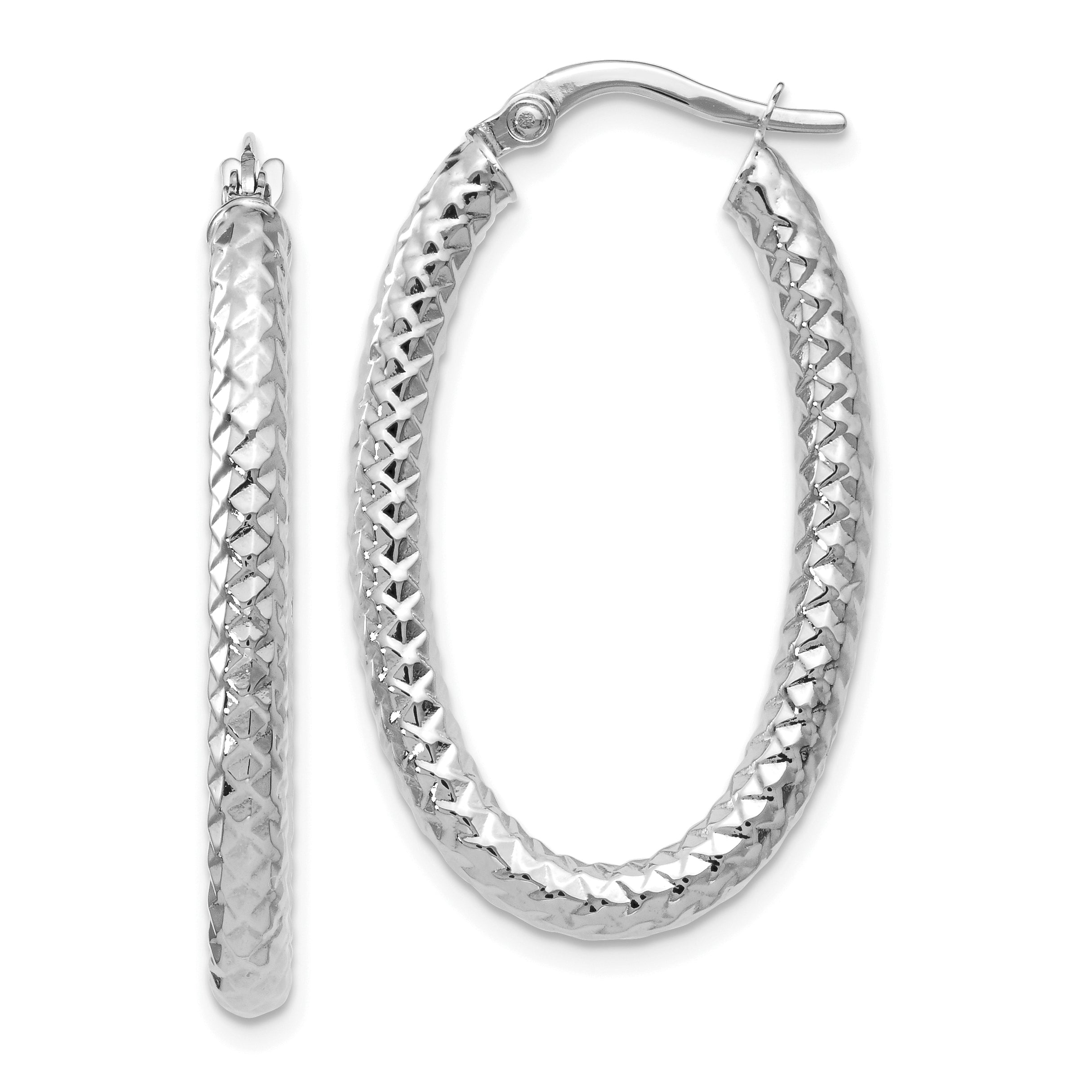 14K ForeverLite White Gold Polished and Textured Earrings