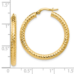 14K Gold ForeverLite Hoop Earrings with Polished & Textured Finish, Hollow Design