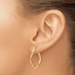 14K Gold Polished Twisted Oval Hoop Earrings for Women Elegant & Lightweight