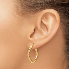 14K Polished Oval Twisted Hoop Earrings