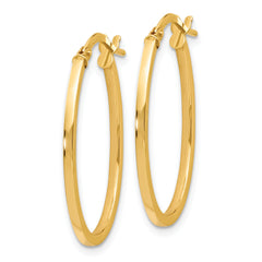 14K Gold Polished Oval Hoop Earrings with Hollow Design