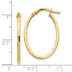 14K Gold Polished Oval Hoop Earrings with Hollow Design