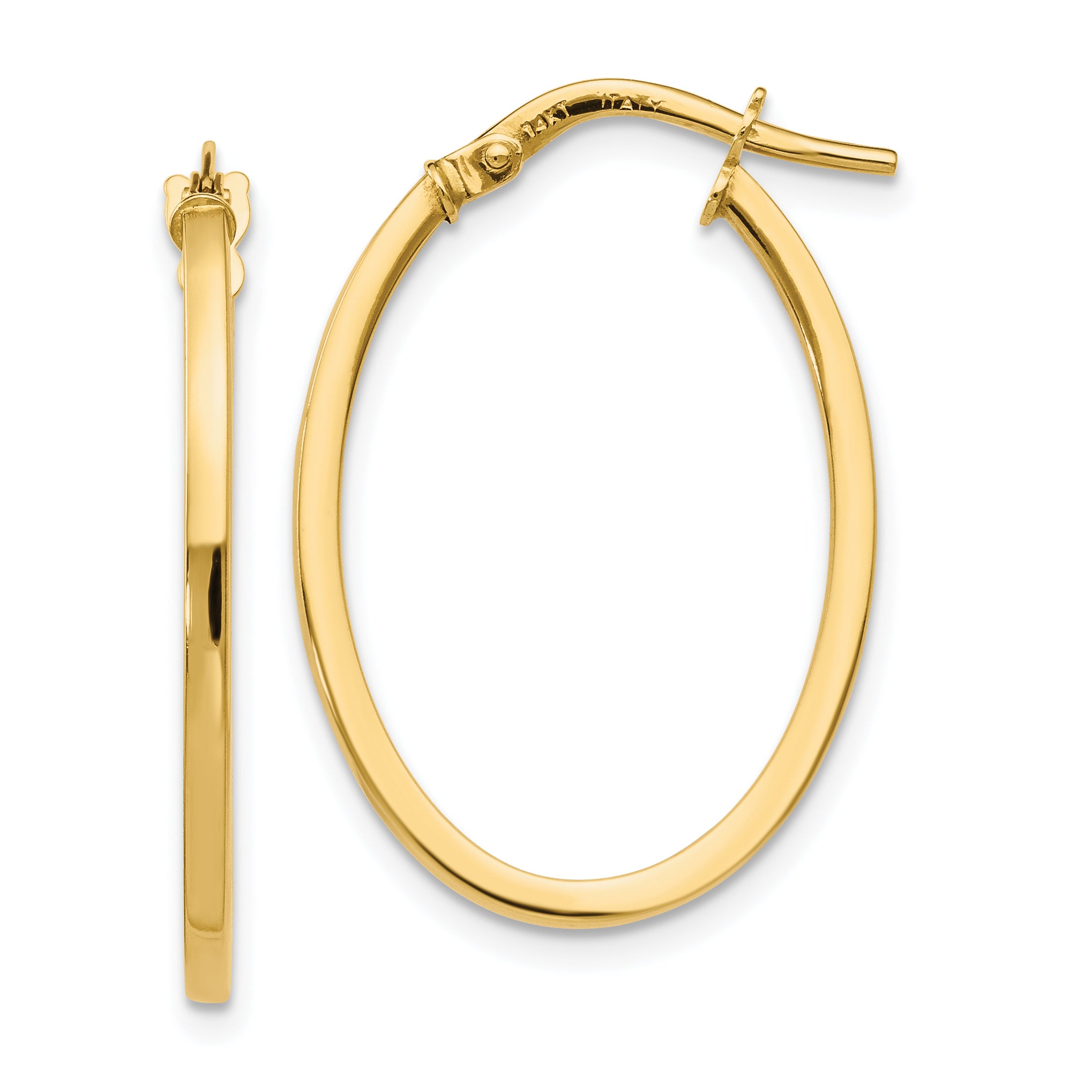 14K Polished Oval Hoop Earrings Main image
