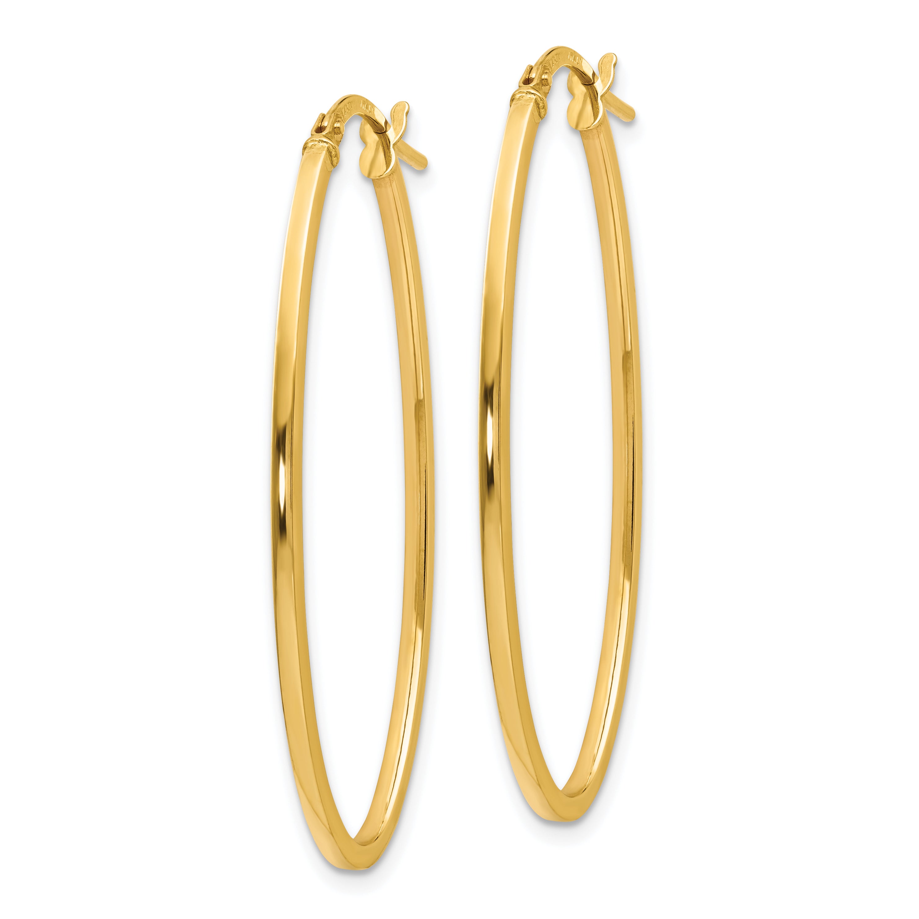 14K Gold Polished Oval Hoop Earrings with Hollow Tubing Design  40mm Secondary image