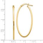 14K Gold Polished Oval Hoop Earrings with Hollow Tubing Design  40mm