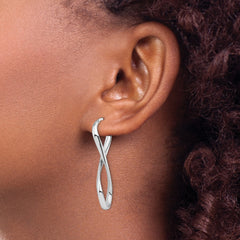14K White Gold Infinity Hoop Earrings with Polished Twisted Design