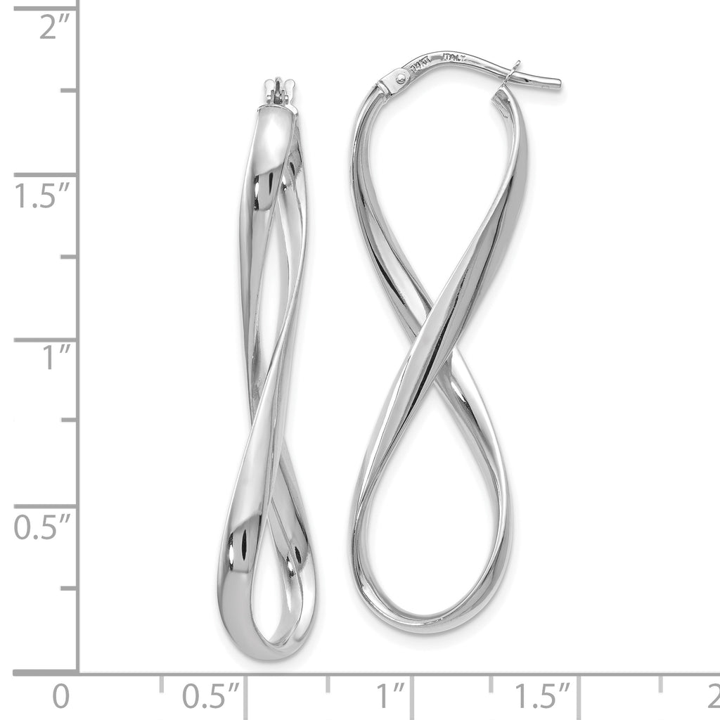 14K White Gold Infinity Hoop Earrings with Polished Twisted Design