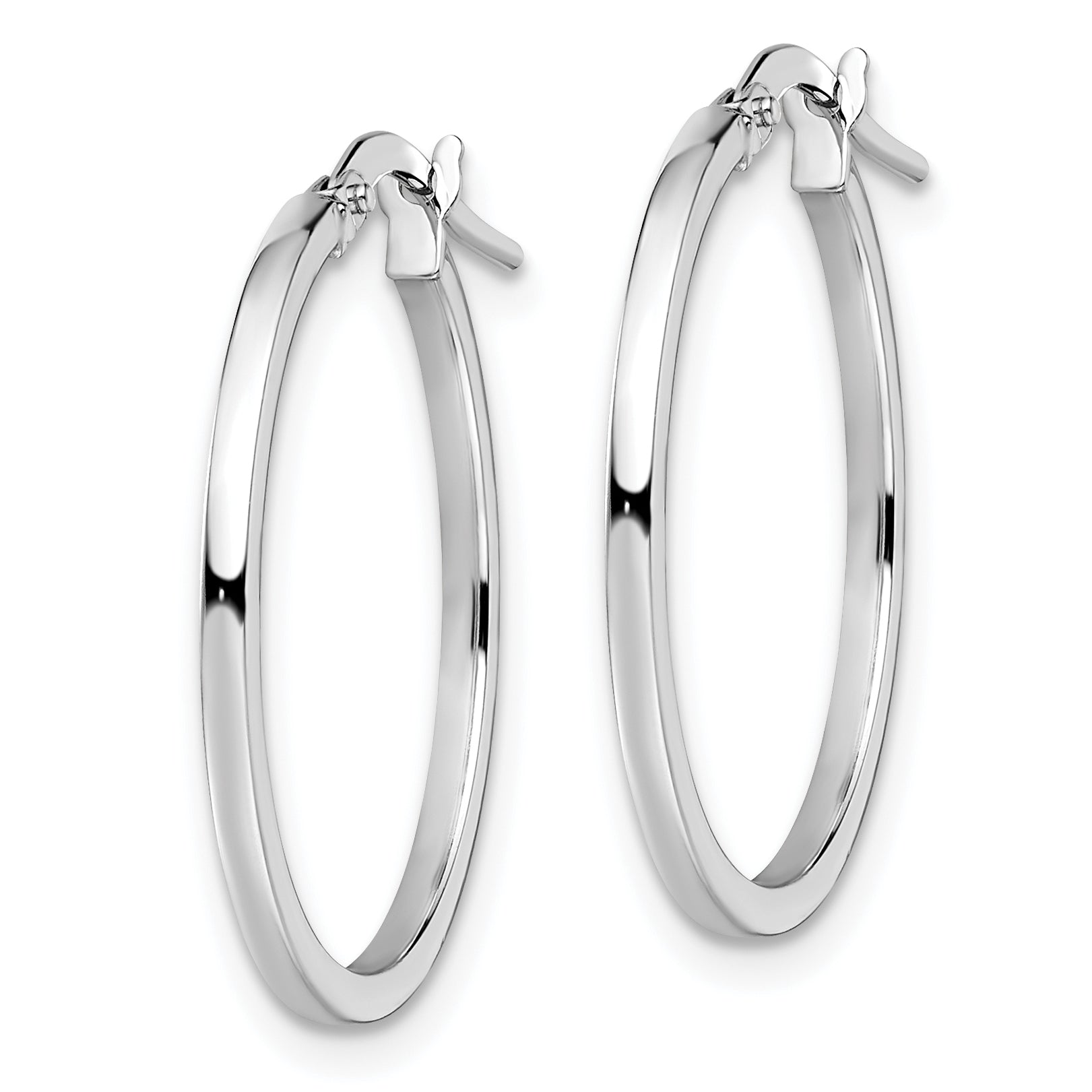 14K White Gold Polished Hoop Earrings with Rhodium Finish  Elegant Hollow Design Secondary image