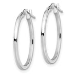 14K White Gold Polished Hoop Earrings with Rhodium Finish  Elegant Hollow Design