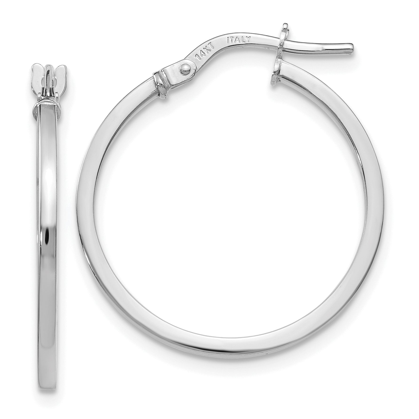 14K White Gold Polished Hoop Earrings Main image