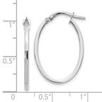 14K White Gold Polished Oval Hoop Earrings with Rhodium Finish  Elegant & Lightweight