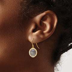 14K Two-Tone Gold Wire Wrapped Dangle Earrings with Polished Finish