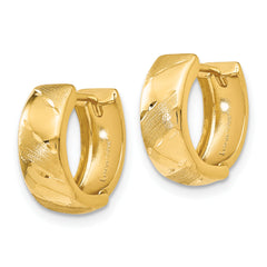14K Gold Hinged Hoop Earrings with Polished & Satin Finish, 12mm