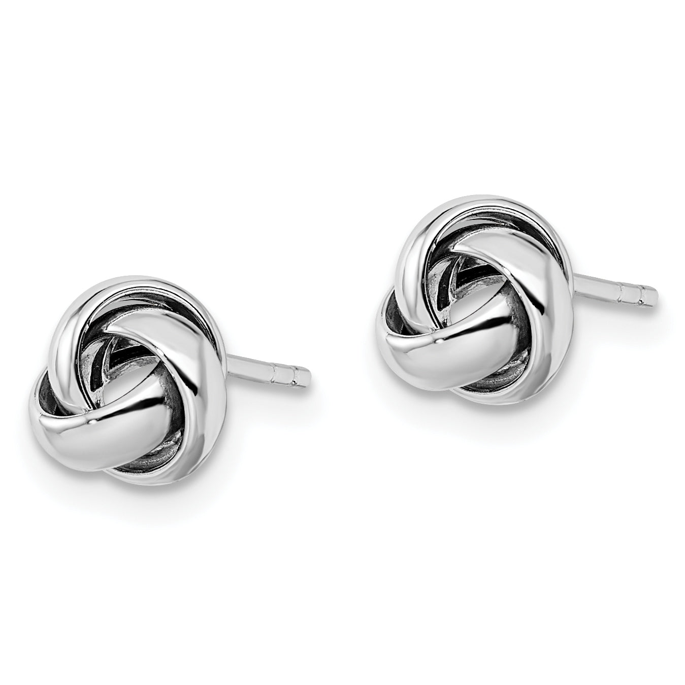 14K White Gold Love Knot Button Earrings with Polished Rhodium Finish Secondary image