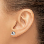 14K White Gold Love Knot Button Earrings with Polished Rhodium Finish