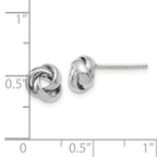 14K White Gold Love Knot Button Earrings with Polished Rhodium Finish