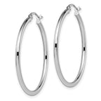 14K White Gold 35mm Polished Hoop Earrings with Rhodium Finish