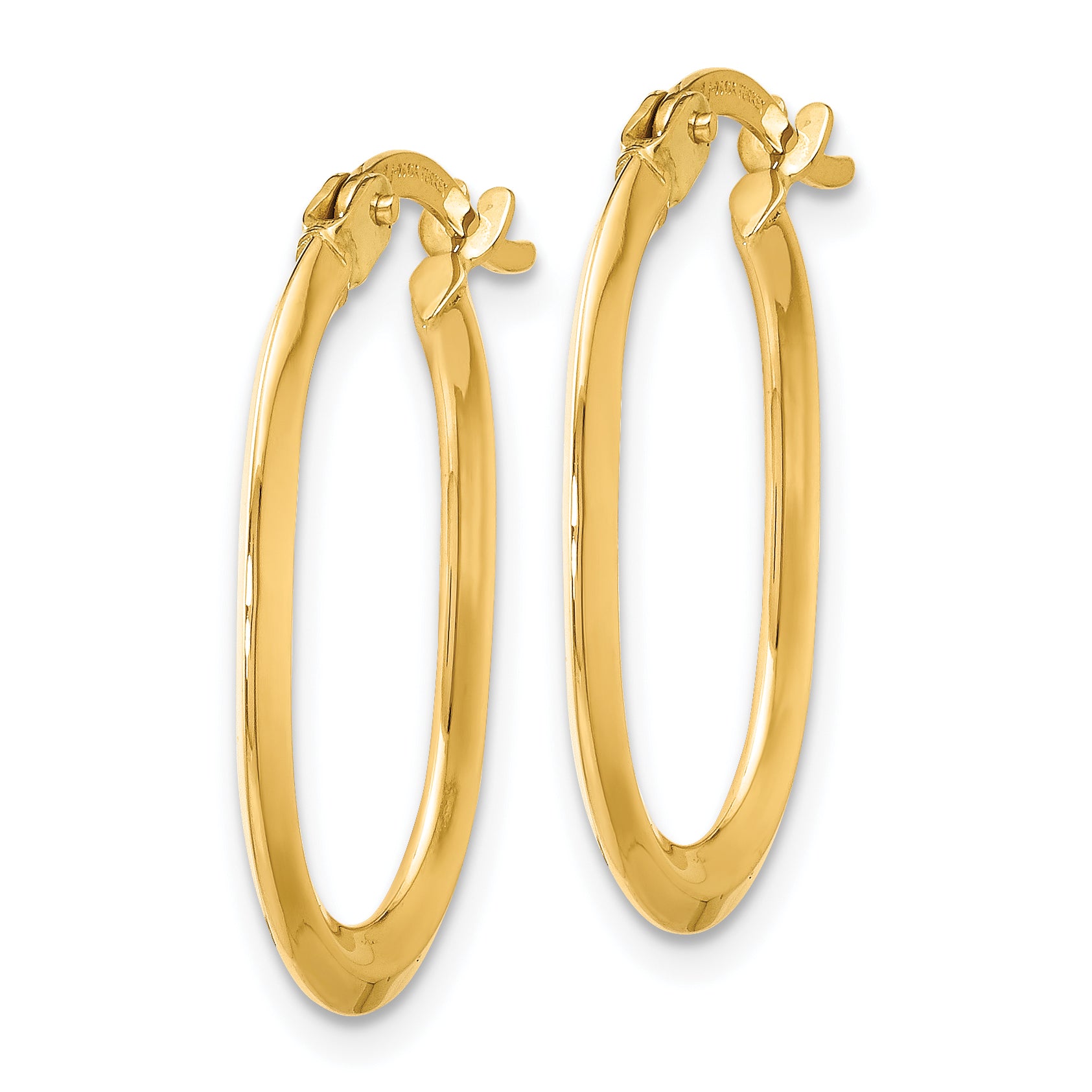 14K Gold Polished Oval Hoop Earrings with Hinged Closure Elegant, Lightweight Design Secondary image