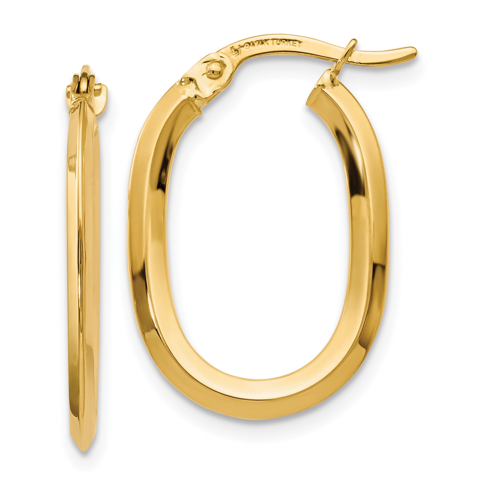 14K Polished Oval Hinged Hoop Earrings Main image