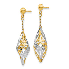 14K Two-Tone Gold Dangle Earrings with Polished Finish Elegant Design
