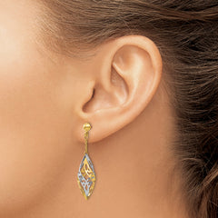 14K Two-Tone Gold Dangle Earrings with Polished Finish Elegant Design