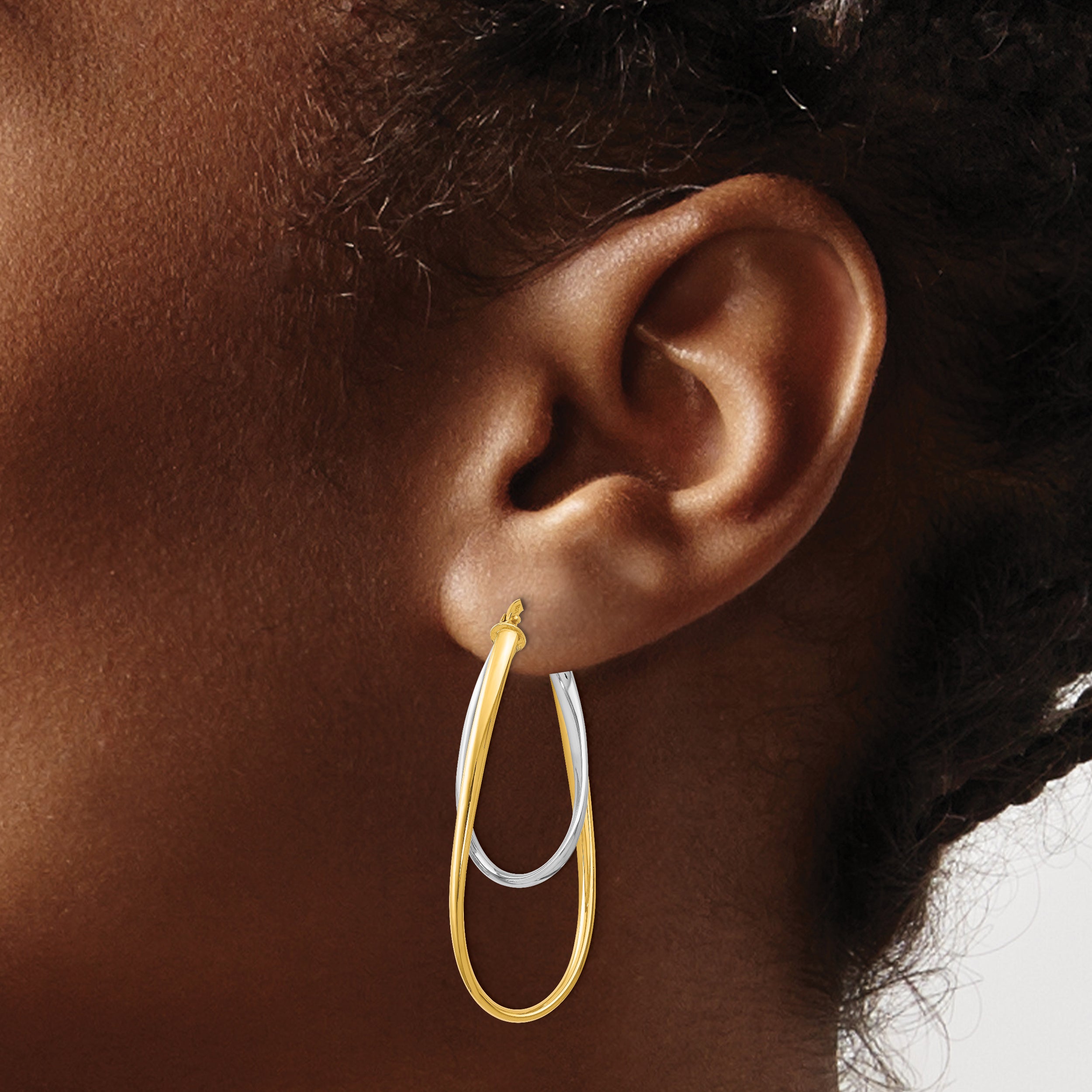 14K Two-Tone Polished Hoop Earrings
