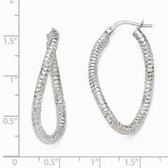 Leslie's 14k White Gold Textured and Polished  Hoop Earrings