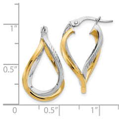 Leslie's 14k White with Yellow Rhodium Polished & D/C Twisted Hoop Earrings