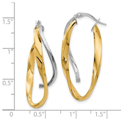Leslie's 14k with Rhodium Polished Large Twisted Hoop Earrings