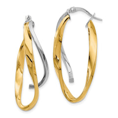 Leslie's 14k with Rhodium Polished Large Twisted Hoop Earrings