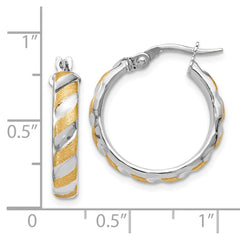 Leslie's 14k White Gold with Yellow Polished Textured  Hoops