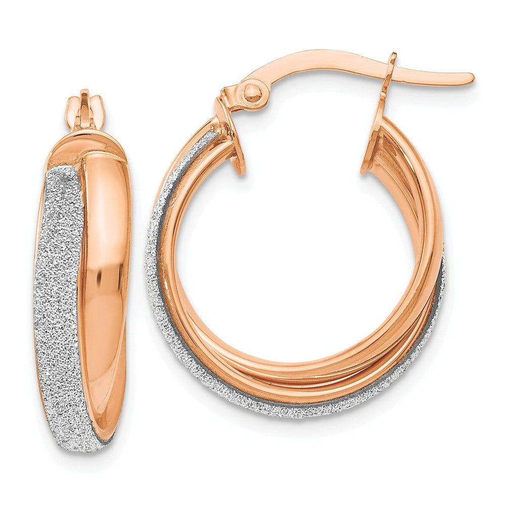 Leslie's 14k Rose Gold Fancy Glimmer Infused Hoop Earrings