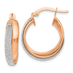 Leslie's 14k Rose Gold Fancy Glimmer Infused Hoop Earrings