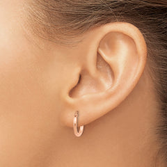 14K Rose Gold Polished Hoop Earrings with Wire Closure  Elegant and Lightweight