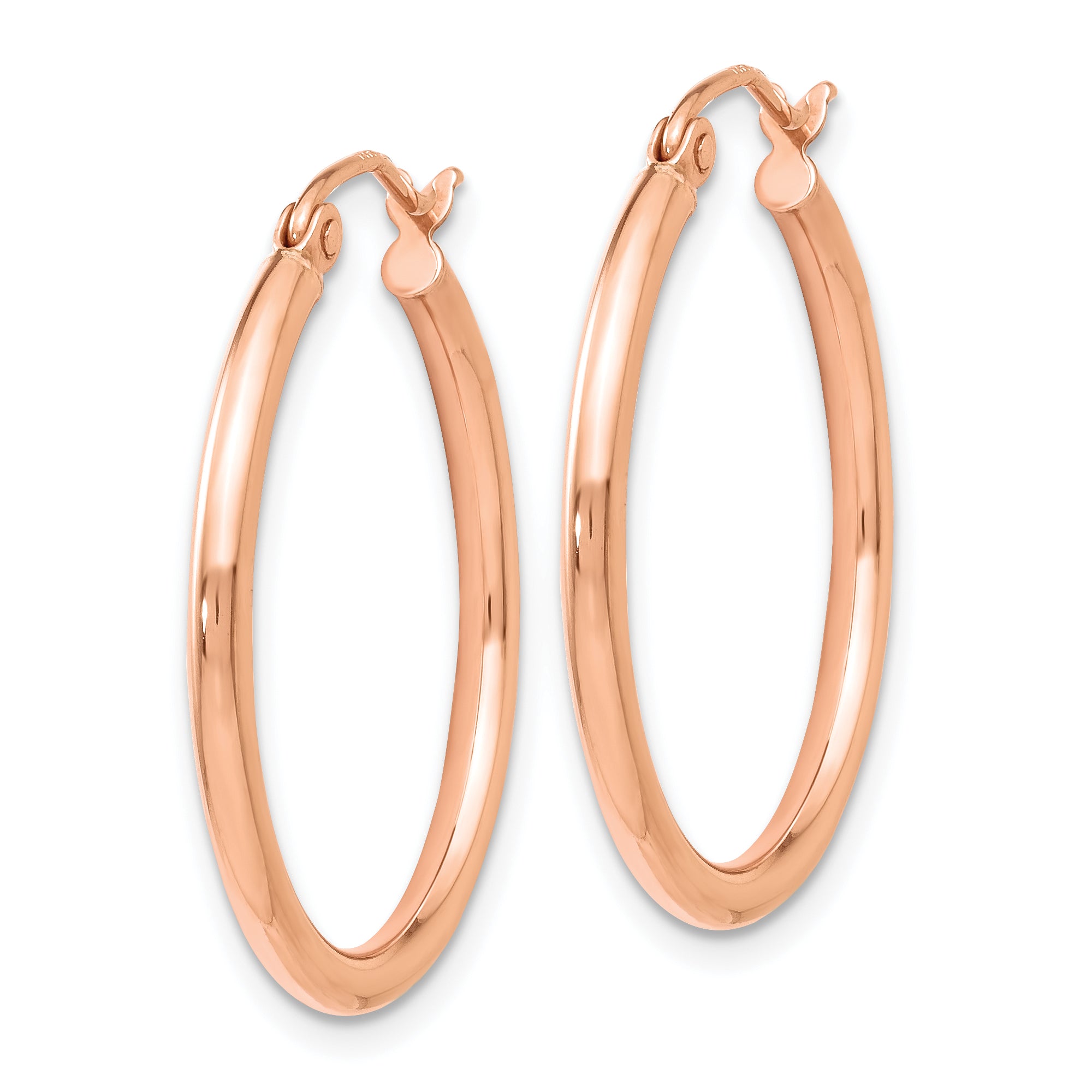 14K Rose Gold Polished Hoop Earrings with Hollow Design, 26mm, Elegant Style