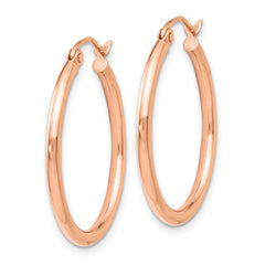14K Rose Gold Polished Hoop Earrings with Hollow Design, 26mm, Elegant Style