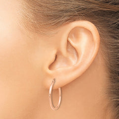 14K Rose Gold Polished Hoop Earrings with Hollow Design, 26mm, Elegant Style
