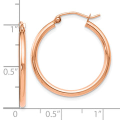14K Rose Gold Polished Hoop Earrings with Hollow Design, 26mm, Elegant Style