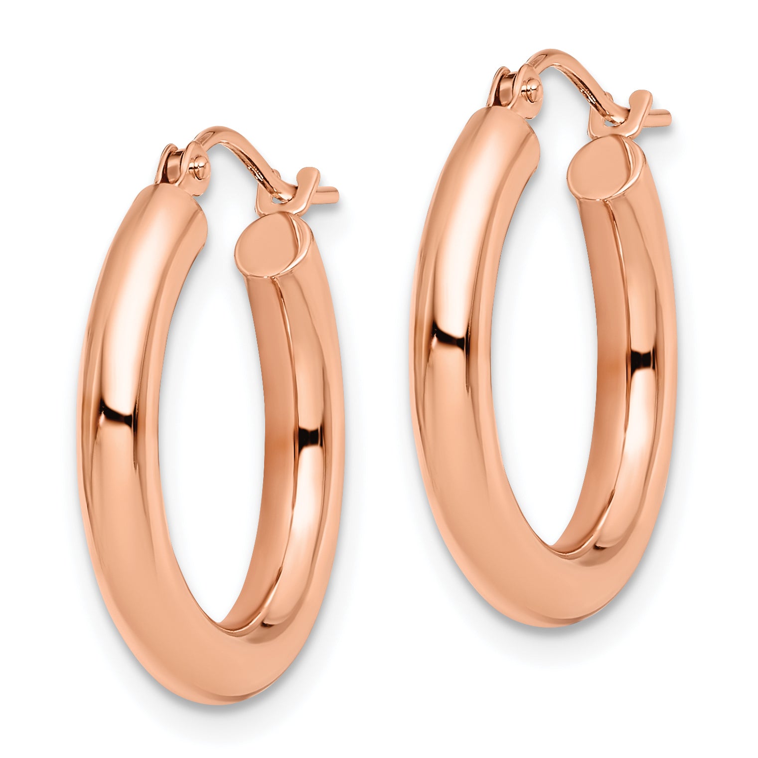 14K Rose Gold Polished 3mm Hoop Earrings with Lifetime Guarantee Secondary image