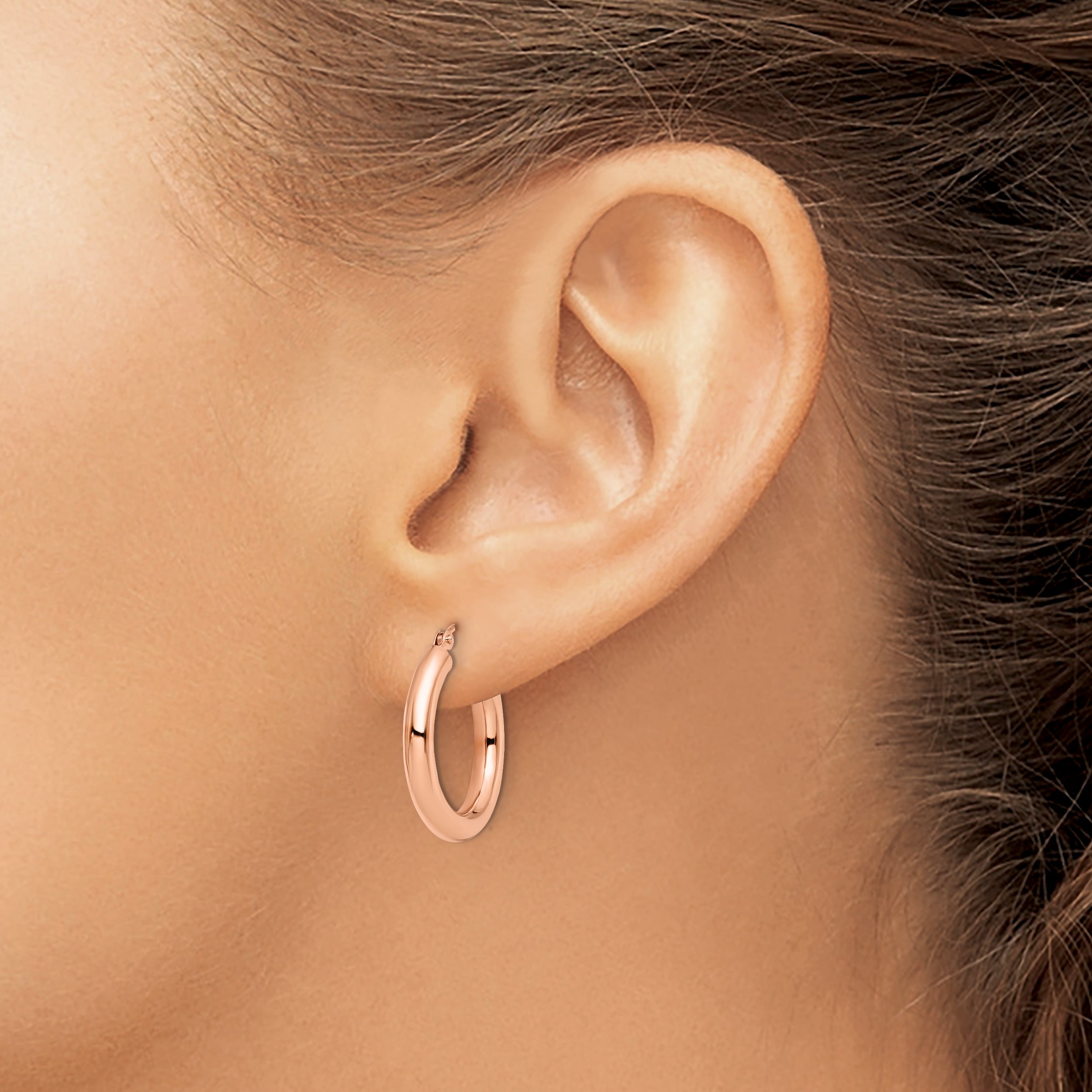 14K Rose Gold Polished 3mm Hoop Earrings with Lifetime Guarantee
